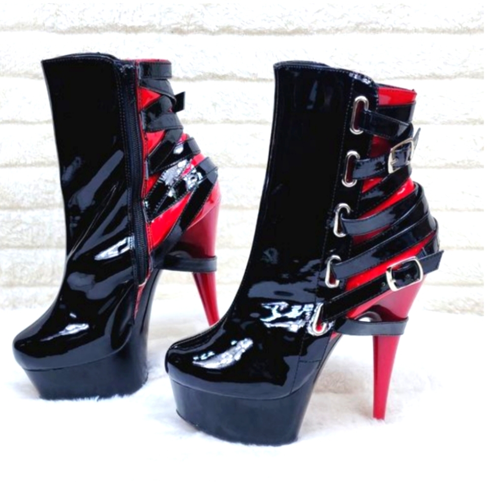 Delight 2 Tone Strappy High Heel Ankle Boots